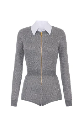 Stickad jumpsuit med paljetter