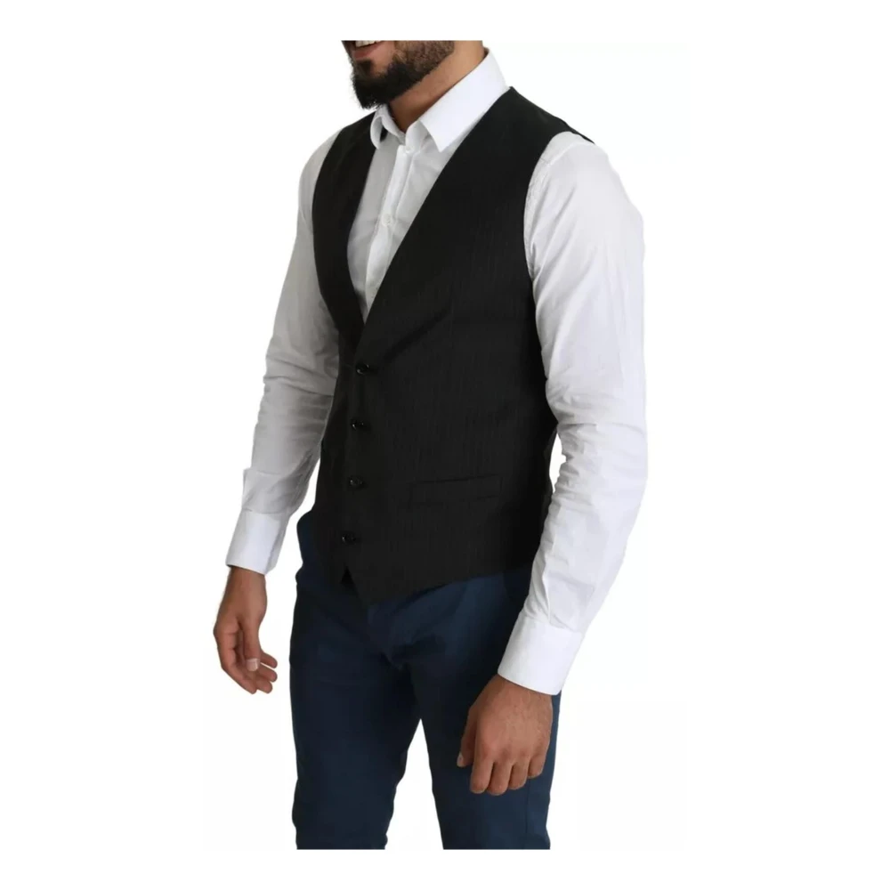 Dolce & Gabbana Jurk vest met verstelbare rugband Black Heren
