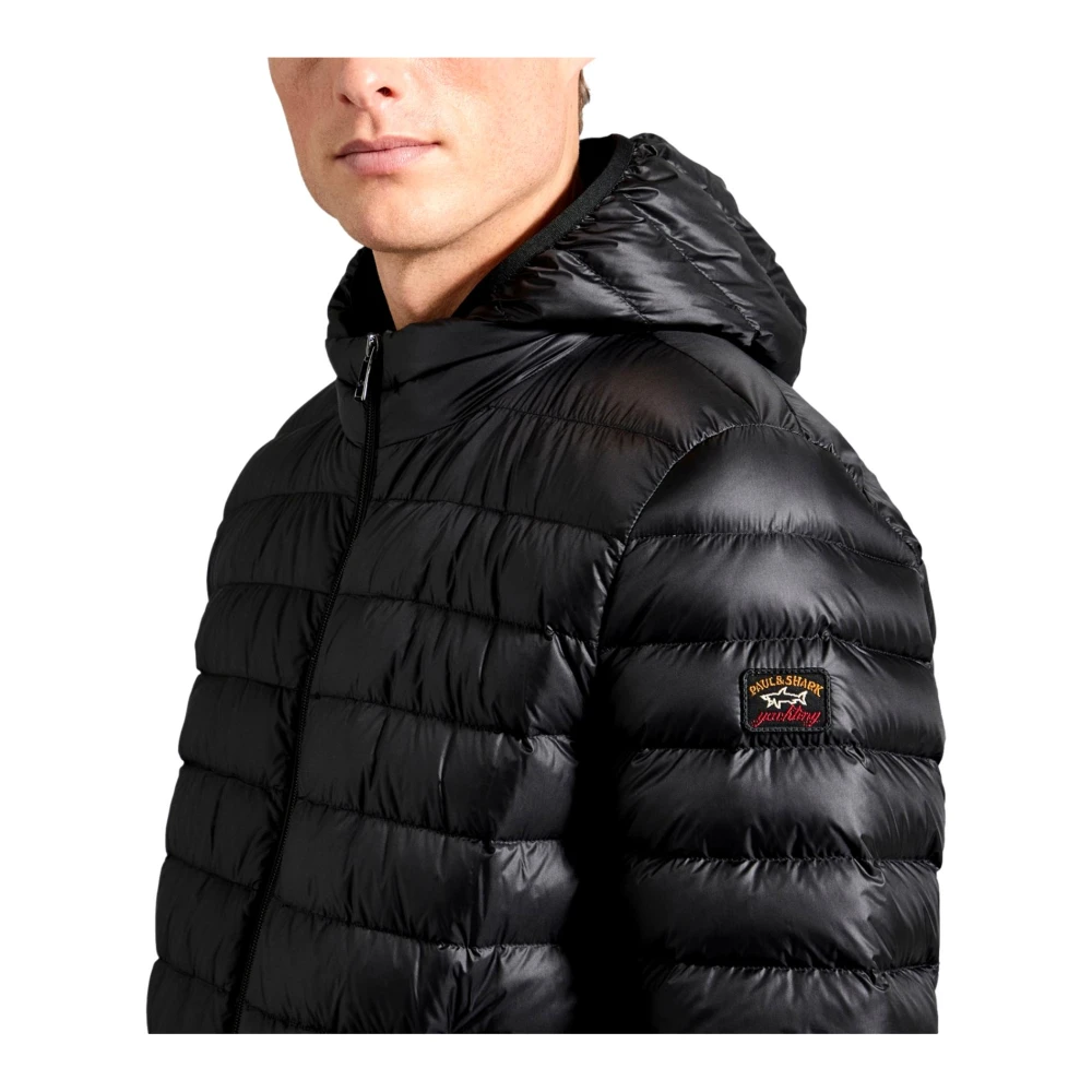 PAUL & SHARK Ultralichte Gewatteerde Jas met Afneembare Capuchon Black Heren