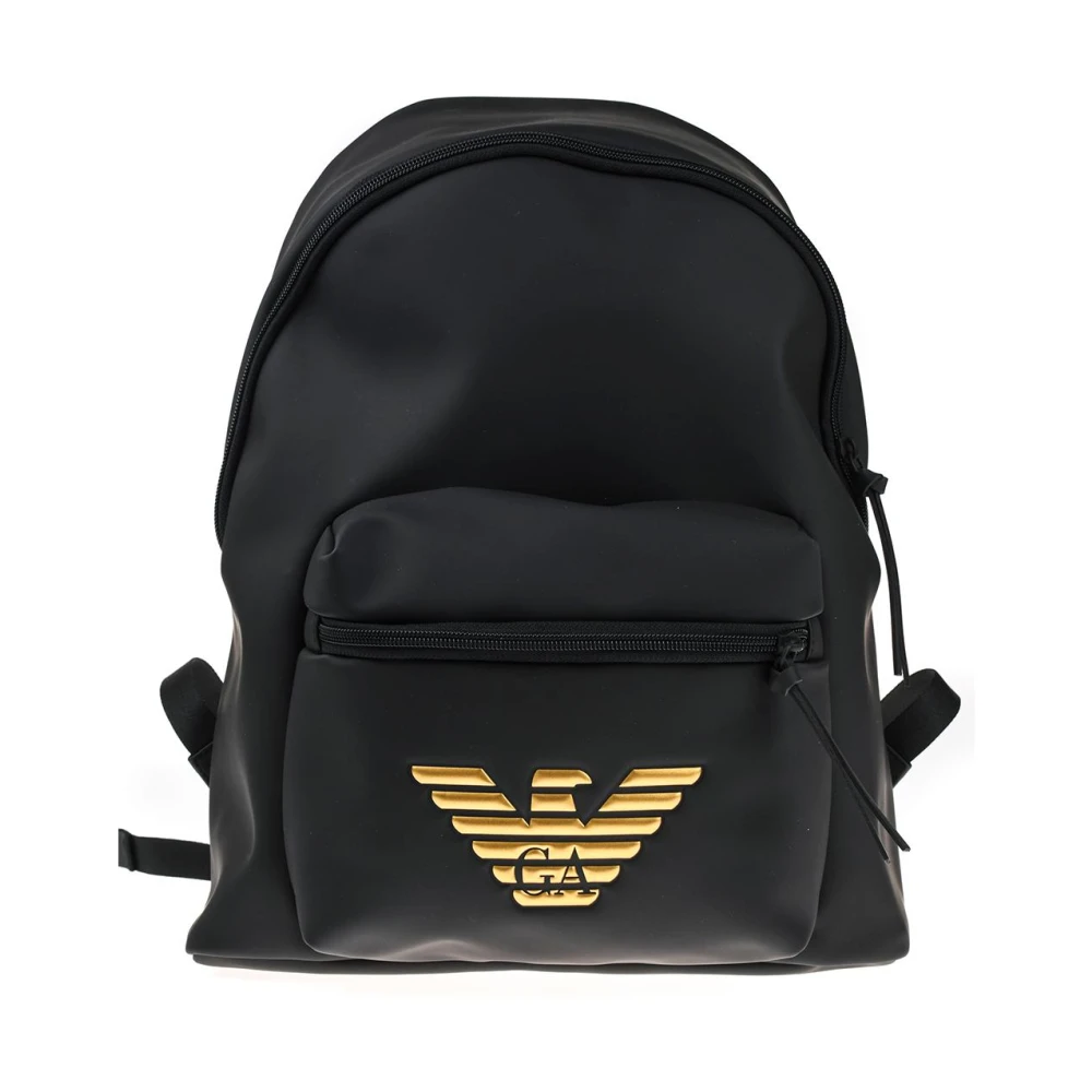 Emporio Armani Men's Black Backpacks, One Size, Zaino In Tessuto Gommato Backpack