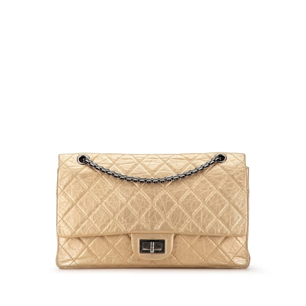 Chanel Vintage Women's Yellow Pre-Owned Chain Shoulder Bag With Quilted Design And Turn Lock Closure