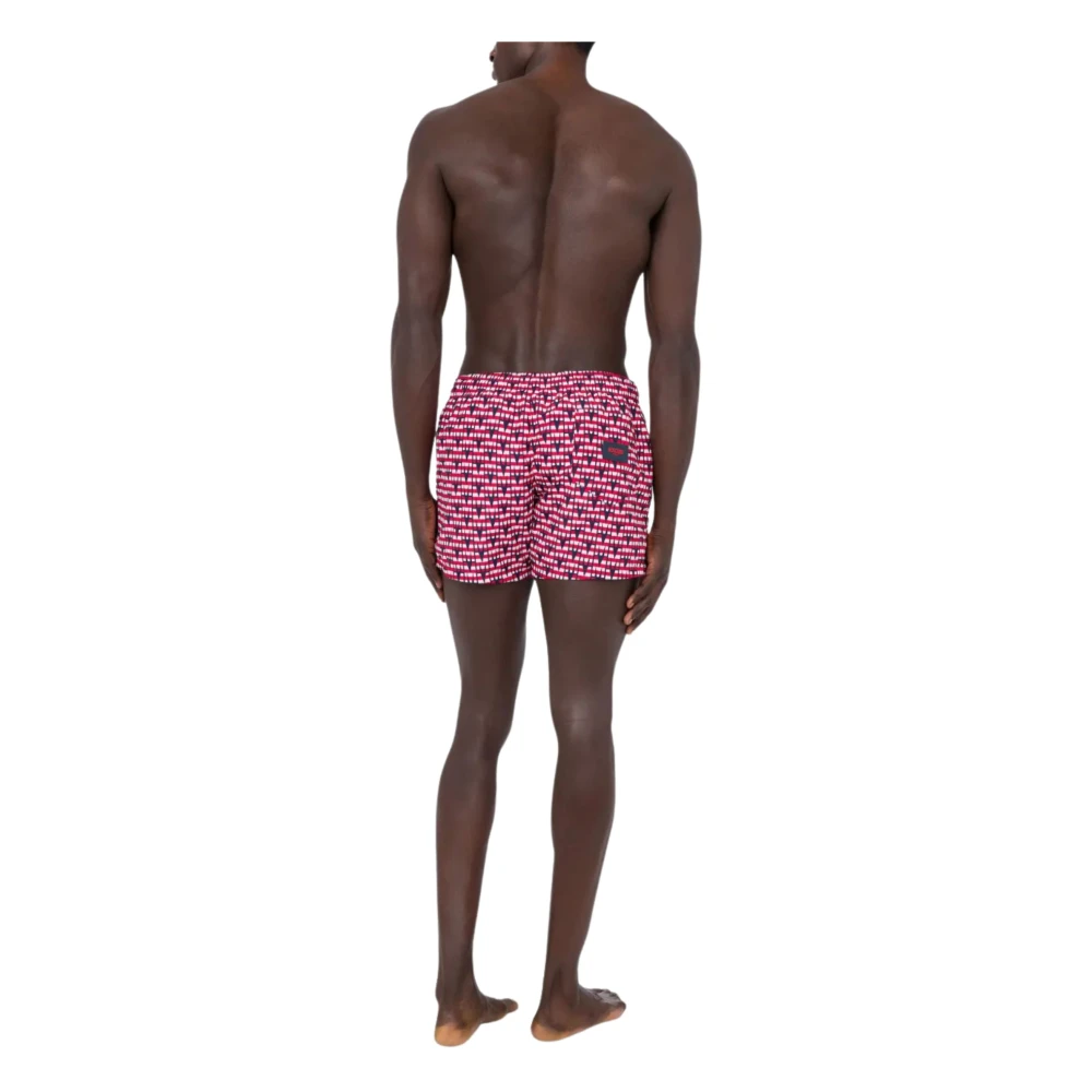 Moschino Grafische Print Strandkleding Rood Wit Blauw Multicolor Heren