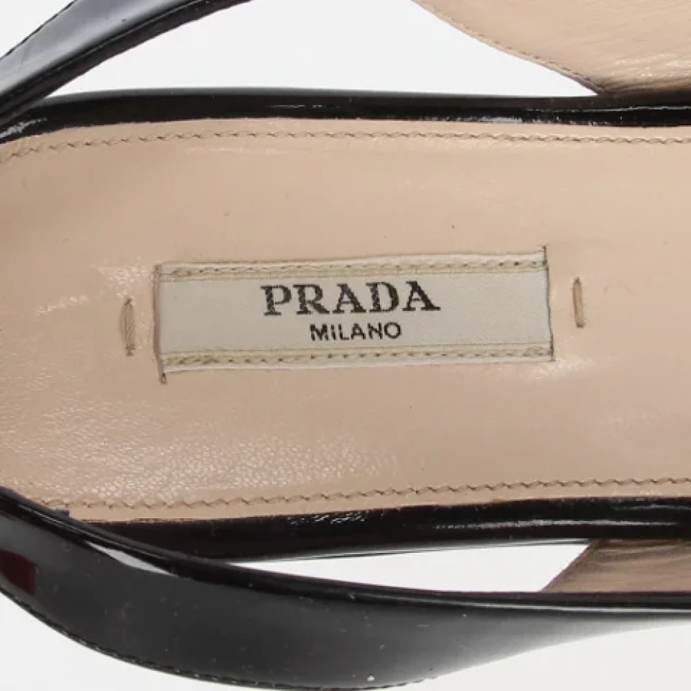 Prada Vintage Pre-owned Leather sandals Black Dames