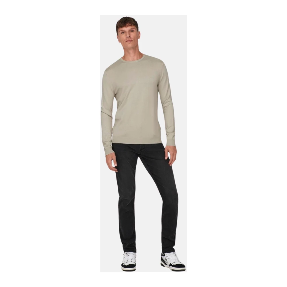 Only & Sons Stijlvolle Gebreide Trui Gray Heren
