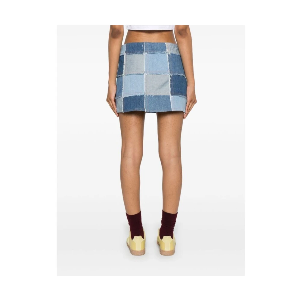 Frame Blauwe Denim Patchwork Rok met Franje Blue Dames