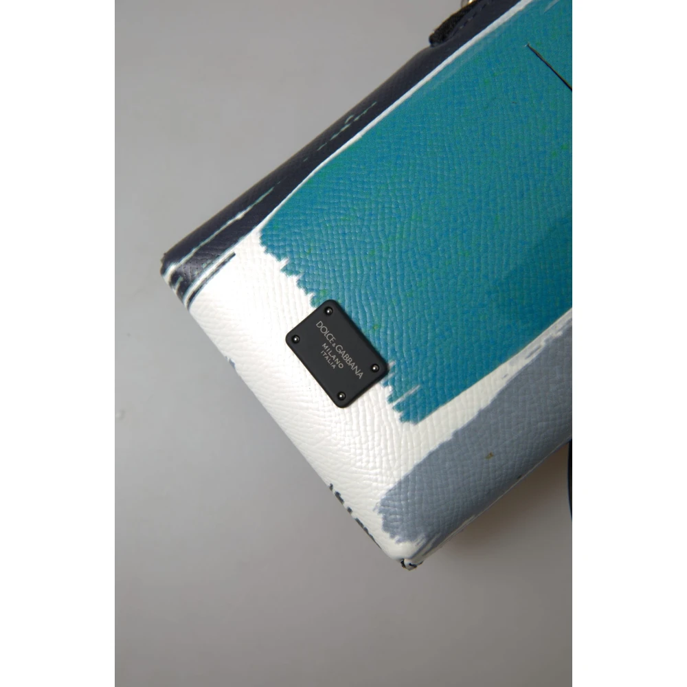 Dolce & Gabbana Blauwe Leren Crossbody Telefoontas Blue Heren