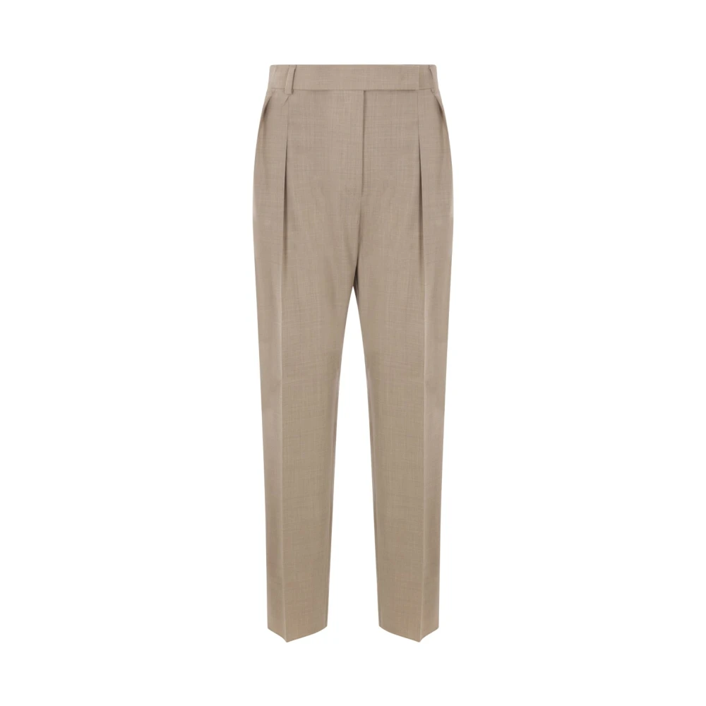 Max Mara Stretchwollen zandbroek met meerdere zakken Beige Dames