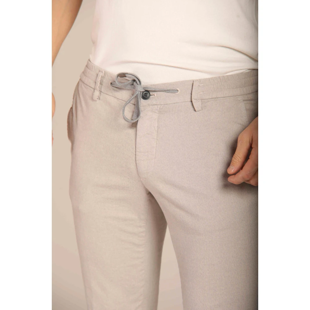 Mason's Slim Fit Chino Jogger Broek Microfantasia Beige Heren