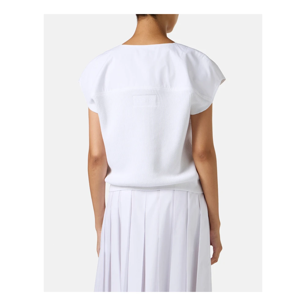 Iceberg Witte carry-over ronde hals in katoen met jacquard logostreep White Dames