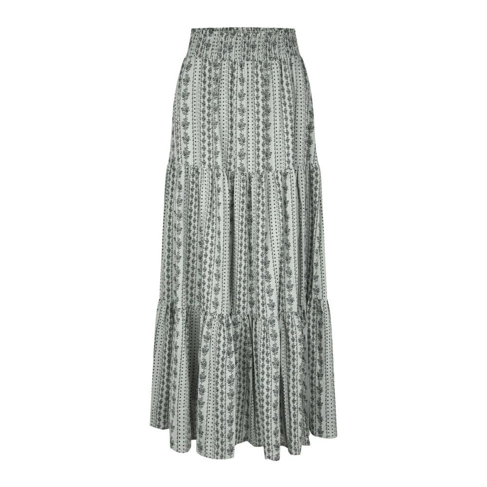 Lollys Laundry Bohemian Diamondll Maxi Rok Stoffig Groen Green Dames