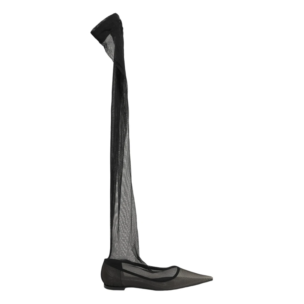 Dolce & Gabbana Women's Black Over-The-Knee Boots, 5 Uk, Over-The-Knee Tulle Boots