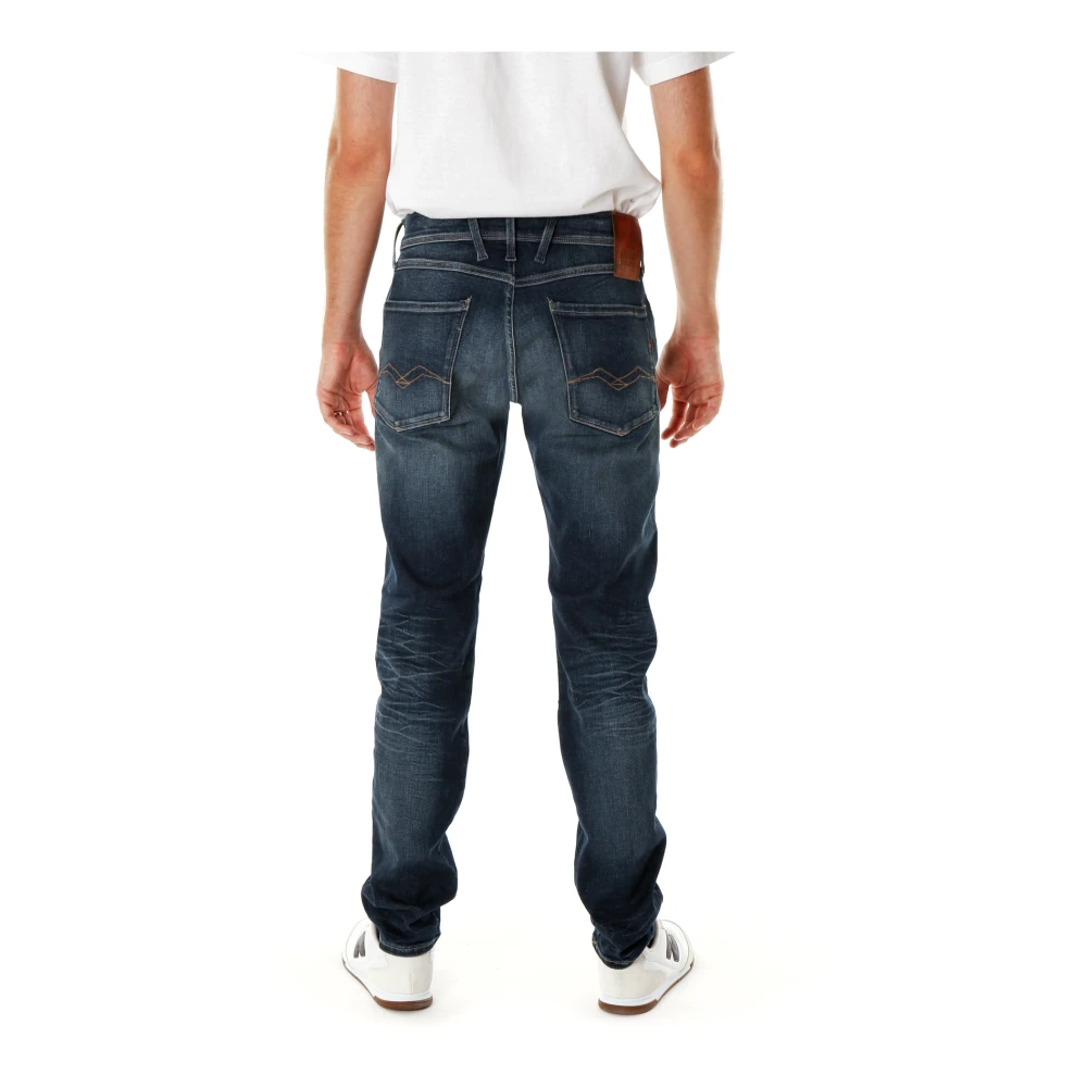Replay Slim Fit Mid Waist Jeans Blue Heren