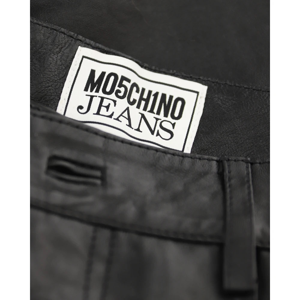 Moschino Cargo Leren Bermuda Broek Black Dames