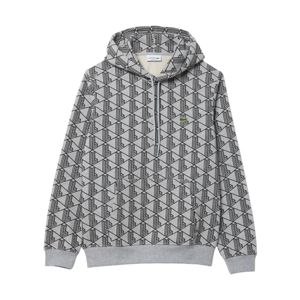 Lacoste Grijze hoodie met monogramprint Gray Heren