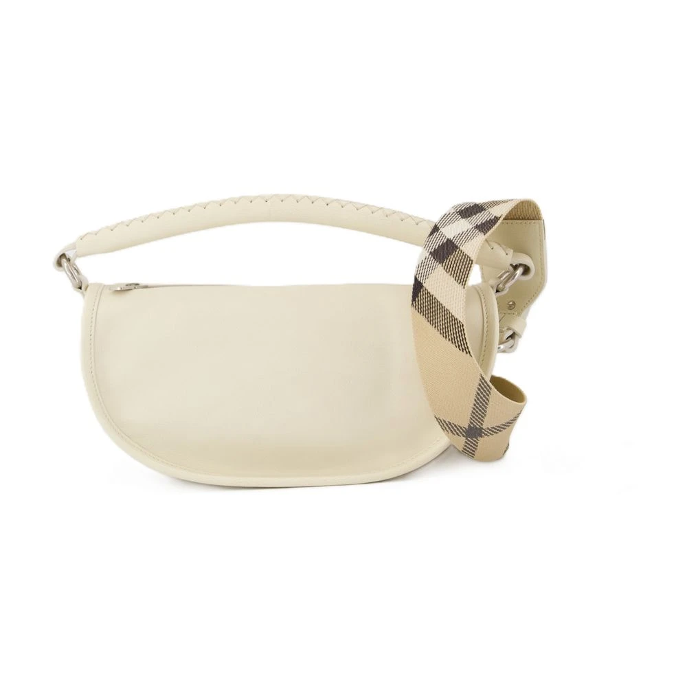 White Leather Shoulder Bag with Top Handle - Burberry - Modalova