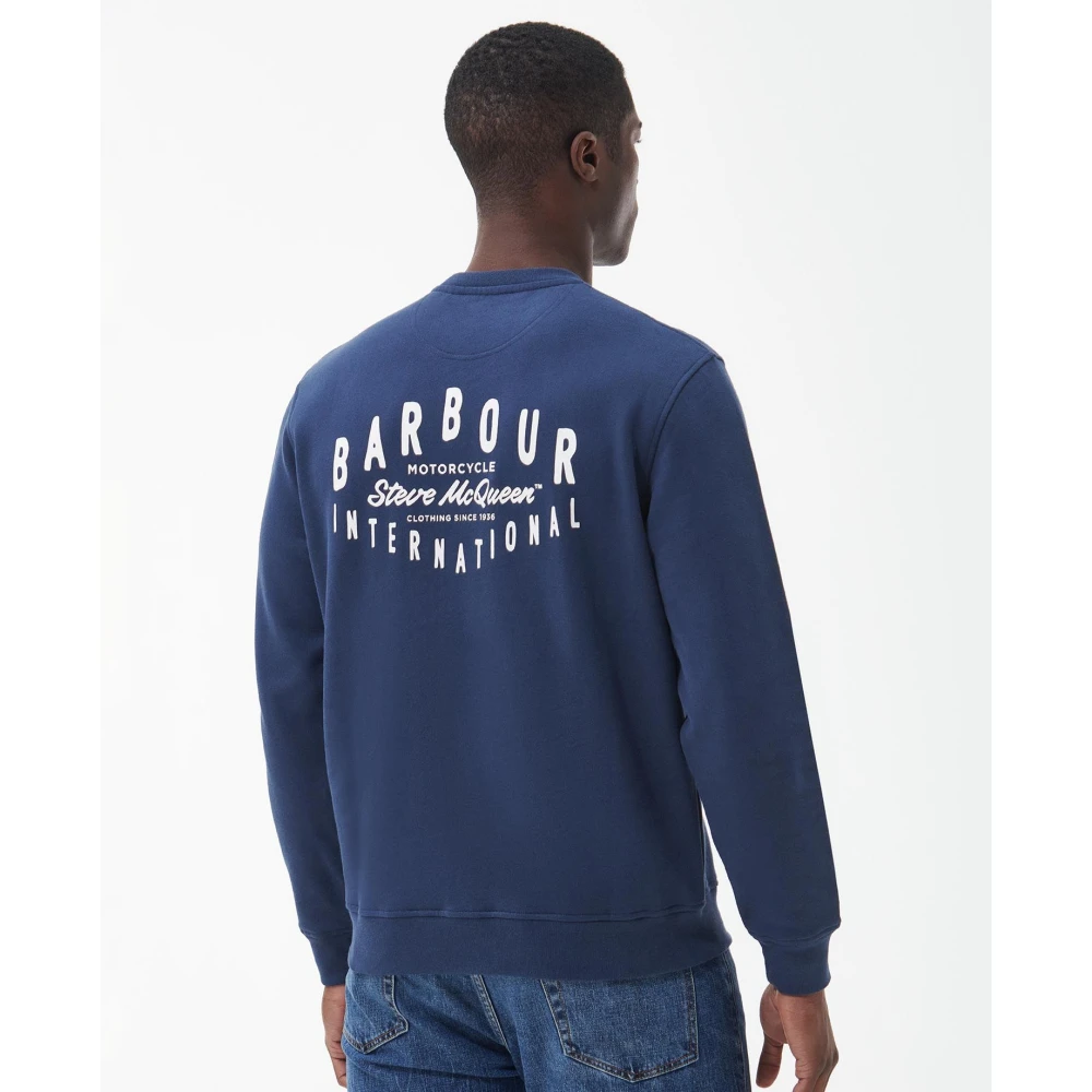 Barbour Steve McQueen Grafische Crew Sweatshirt Blue Heren