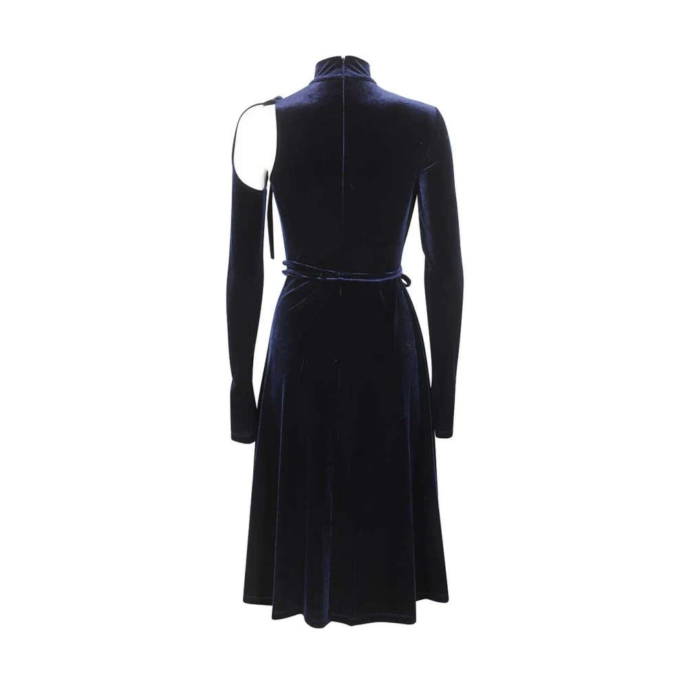 Versace Jeans Couture Fluwelen Jurk met Uitgesneden Details Blue Dames