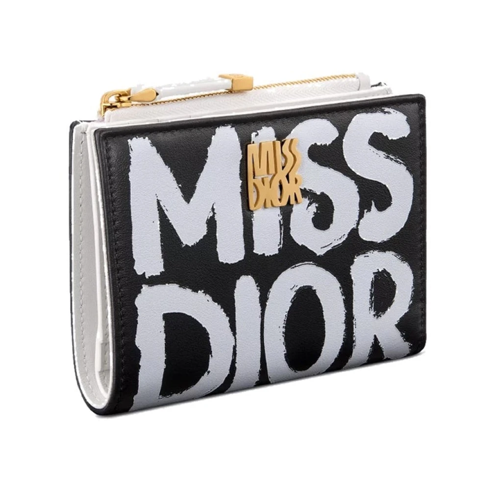 Dior Stijlvolle Zwarte Leren Portemonnee Black Dames