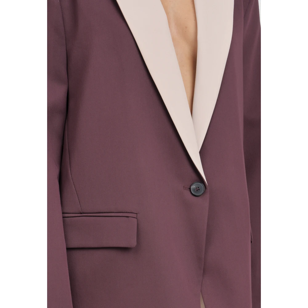 ViCOLO Bordeaux Single-Breasted Jas met Contrasterende Revers Brown Dames