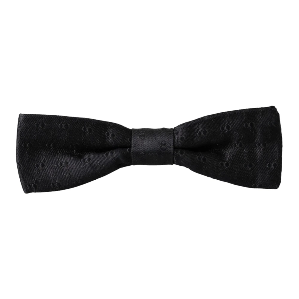 Dolce & Gabbana , Bow Ties, Male, Black, One Size, Silk Patterned Adjustable Neck Bow Tie - Image 3