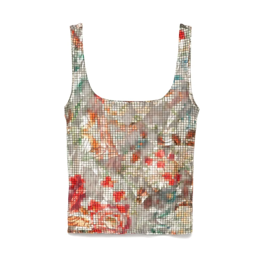 Siedrés Mosgroene Vierkante Halsmouwloze Top Multicolor Dames