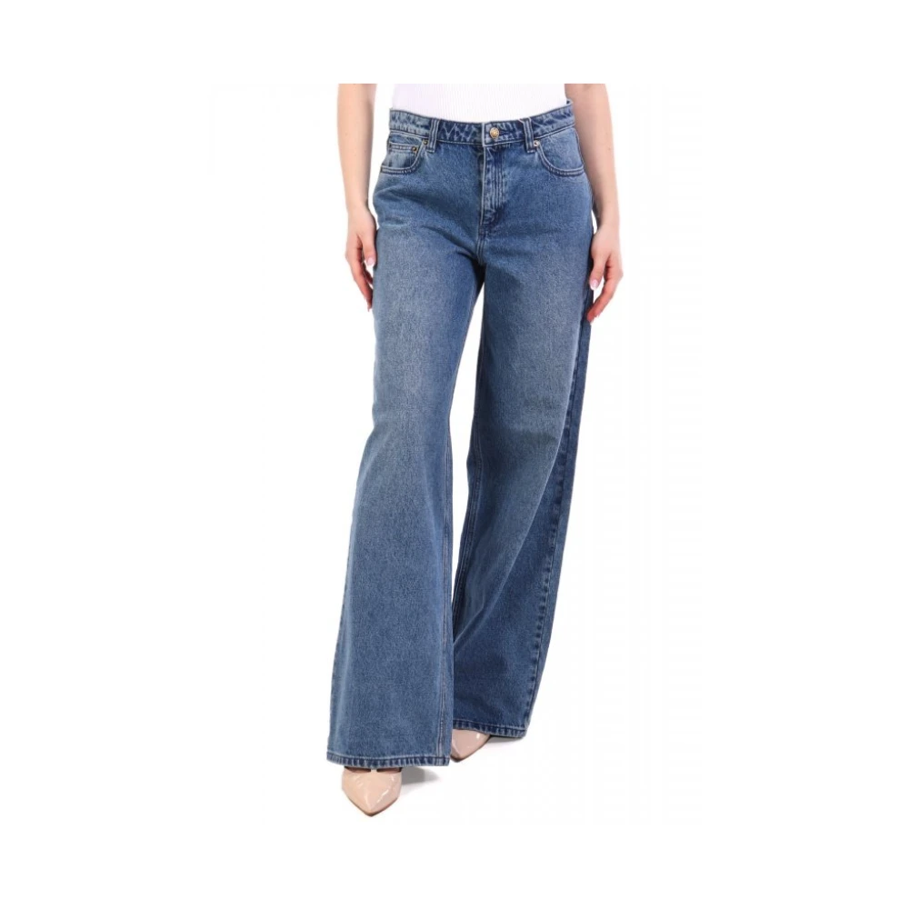 Michael Kors Women's Blue Wide Jeans, Xs, Denim Wide-Leg Jeans