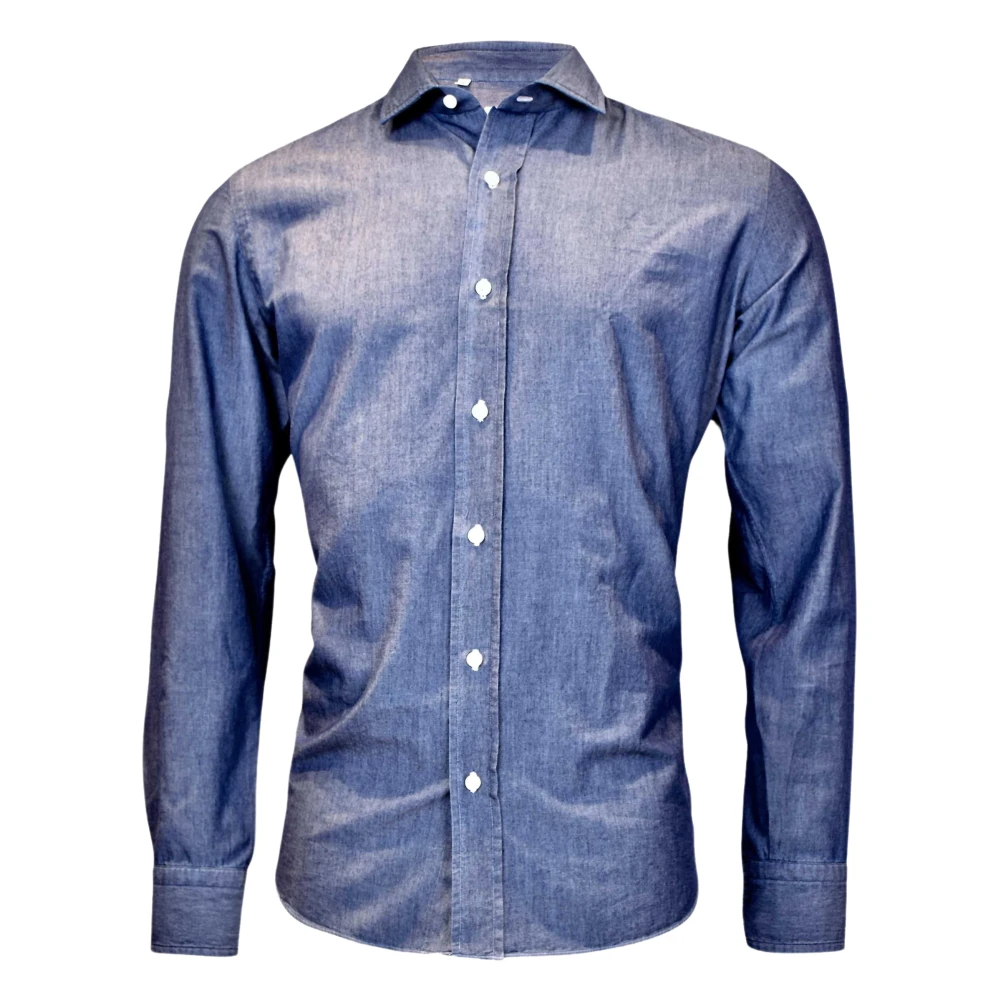 Salvatore Piccolo Vintage Denim Skjorta, Handgjord i Italien Blue, Herr