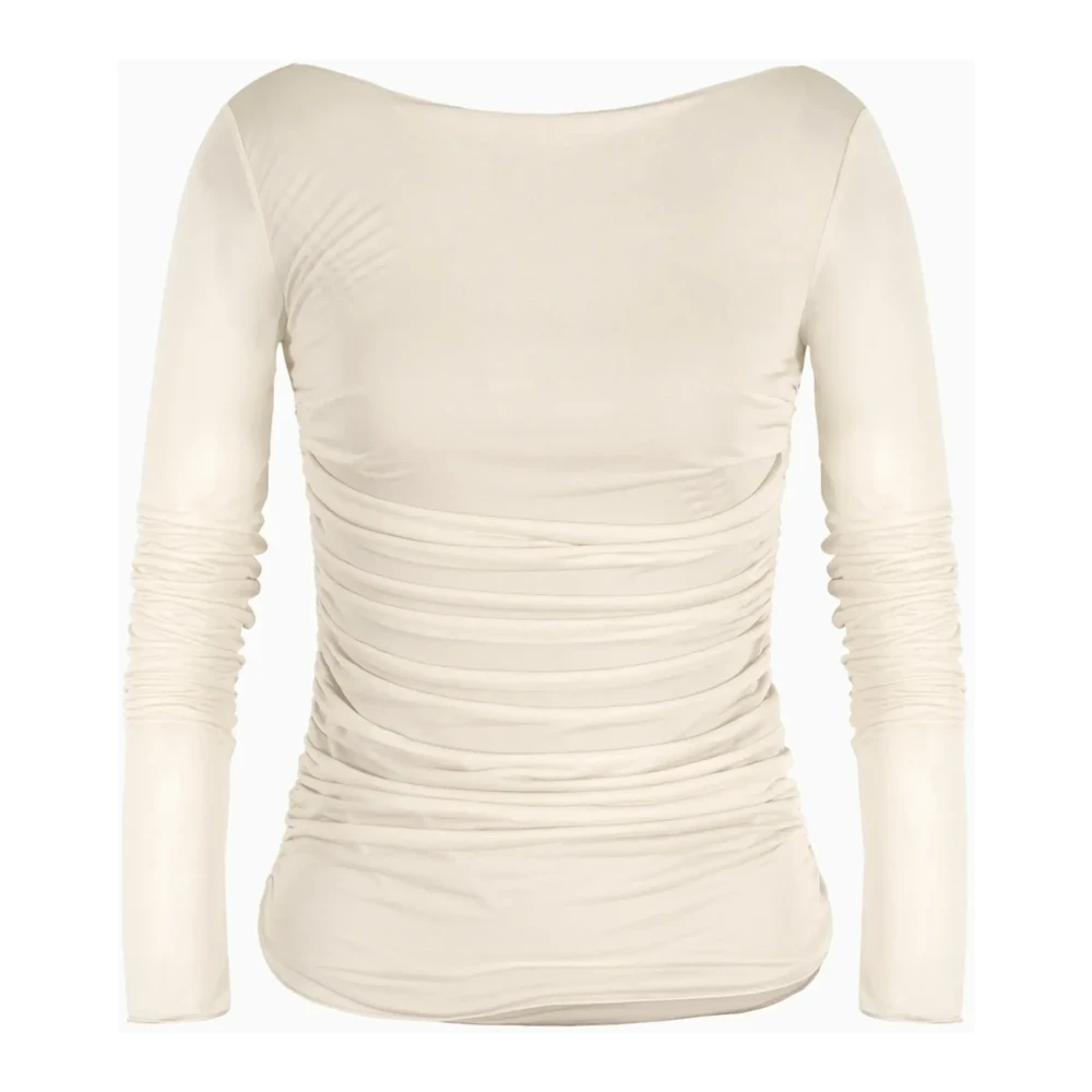Emporio Armani Gedrapeerde Top in Licht Beige Dames
