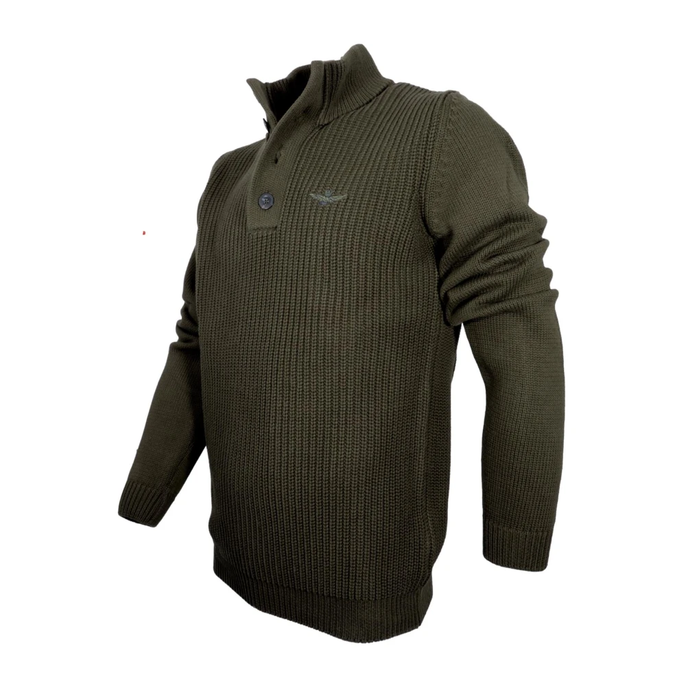 aeronautica militare Militaire Stijl Heren Knopen Trui Groen Green Heren