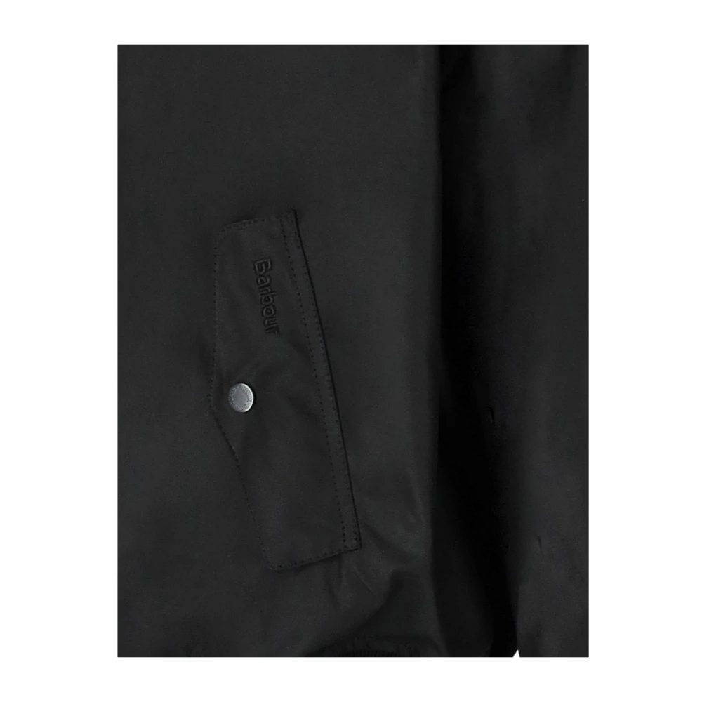 Baracuta Zwarte gewaxte jas met geribbelde textuur Black Heren