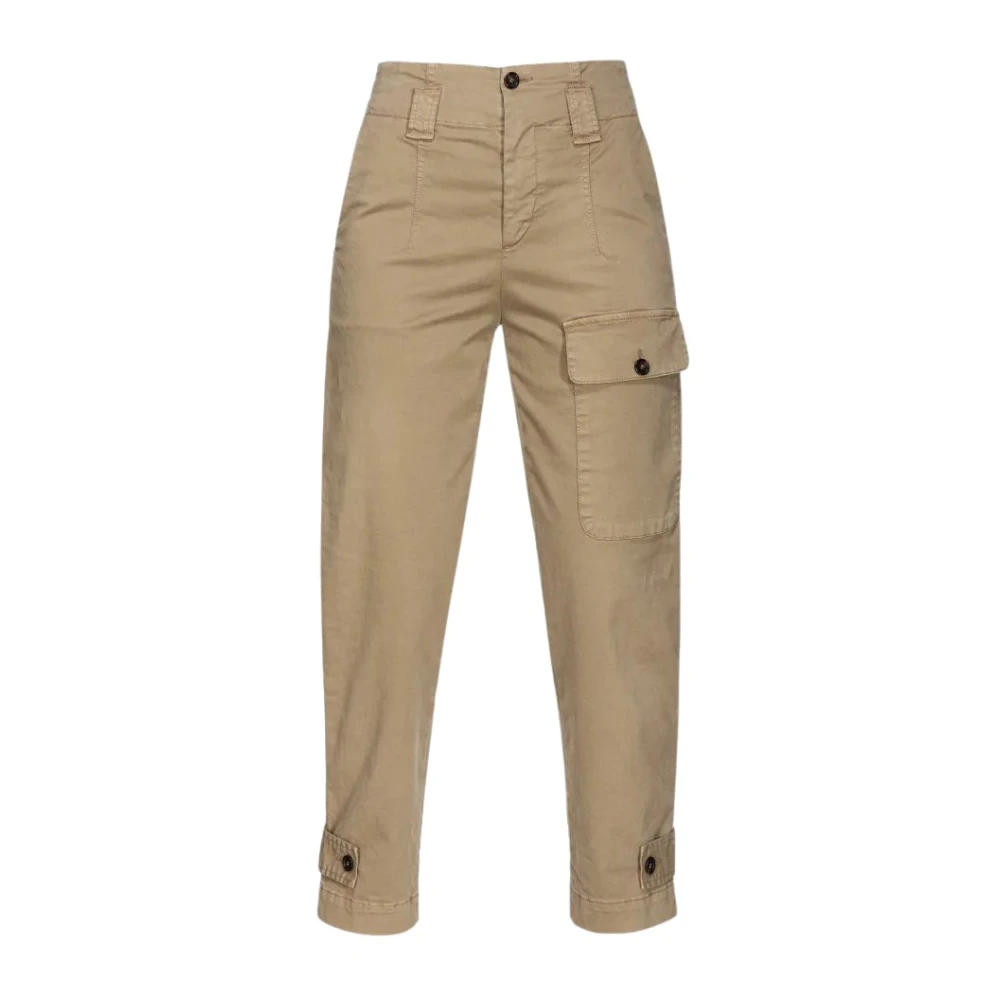 Pinko Cargo broek in stretch katoen satijn Brown Dames