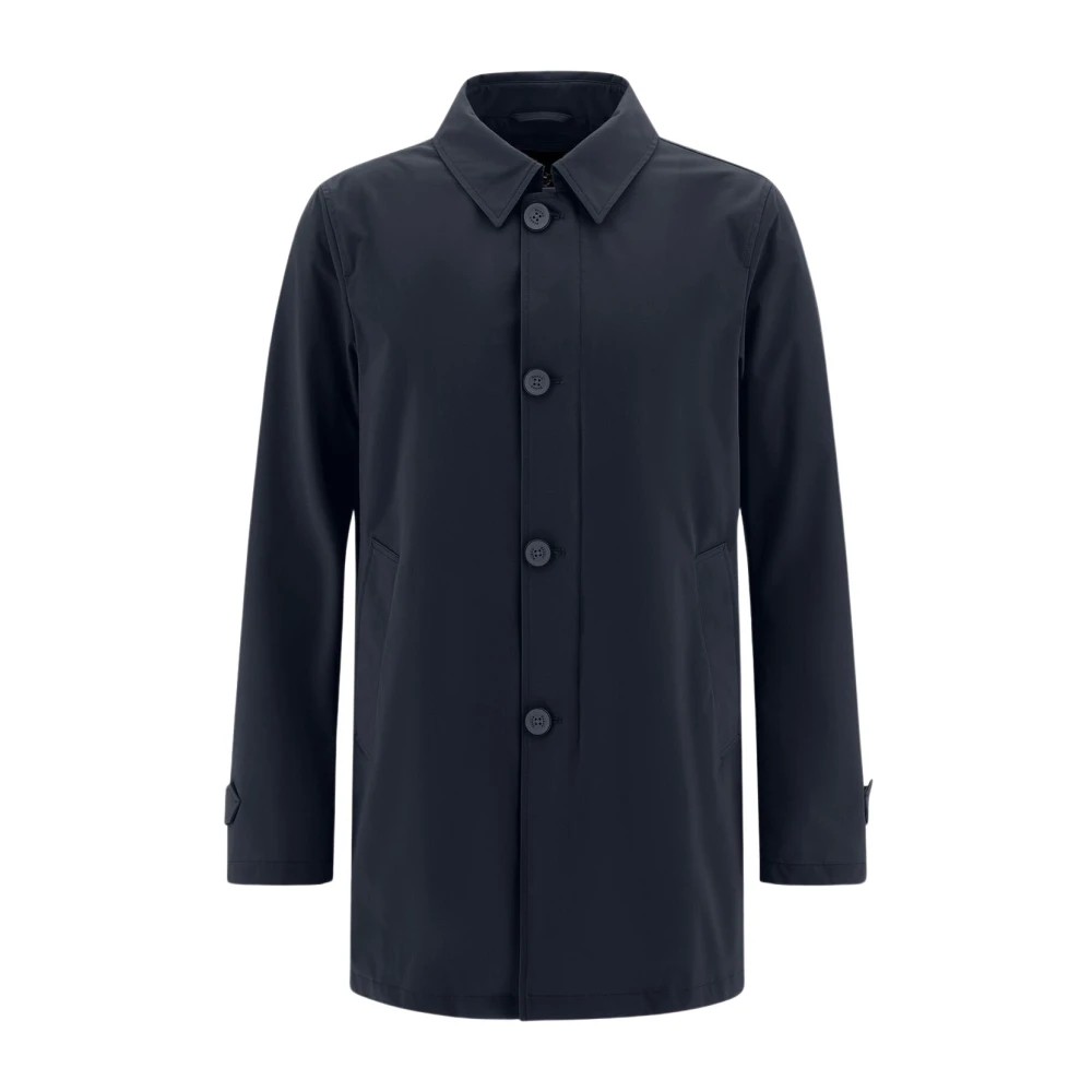 Herno Men's Blue Single-Breasted Coats, L, Single-Breasted Coat