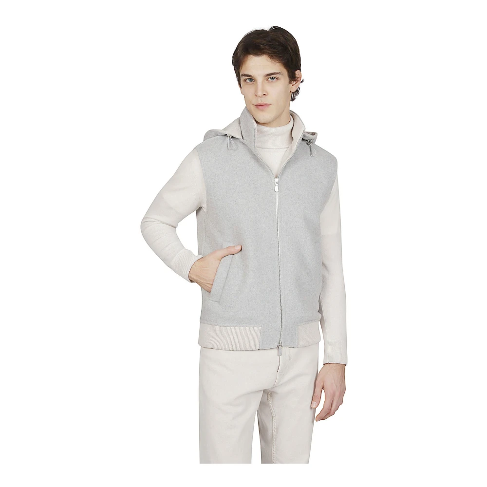 Eleventy Kasjmier Hooded Ritsvest Gray Heren
