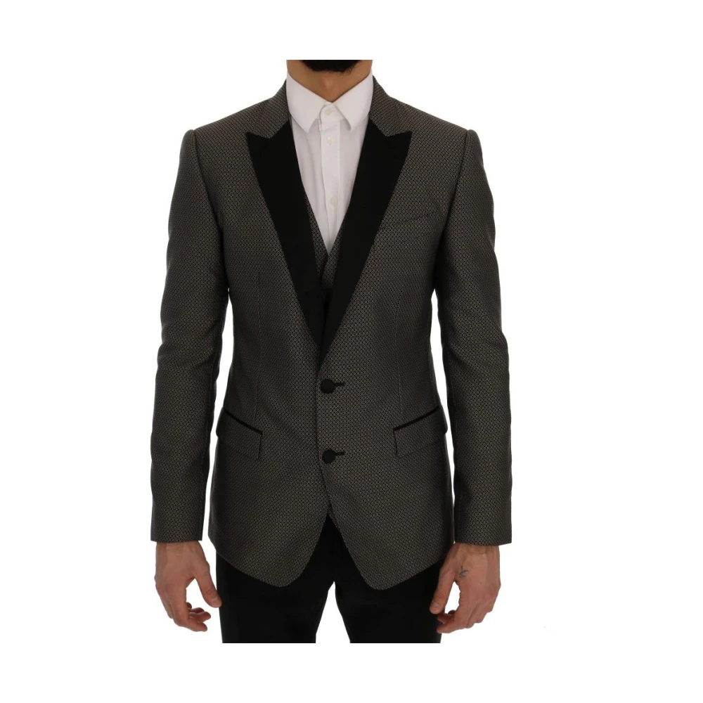 Dolce & Gabbana Slim Fit Cirkel Patroon Blazer Gray Heren