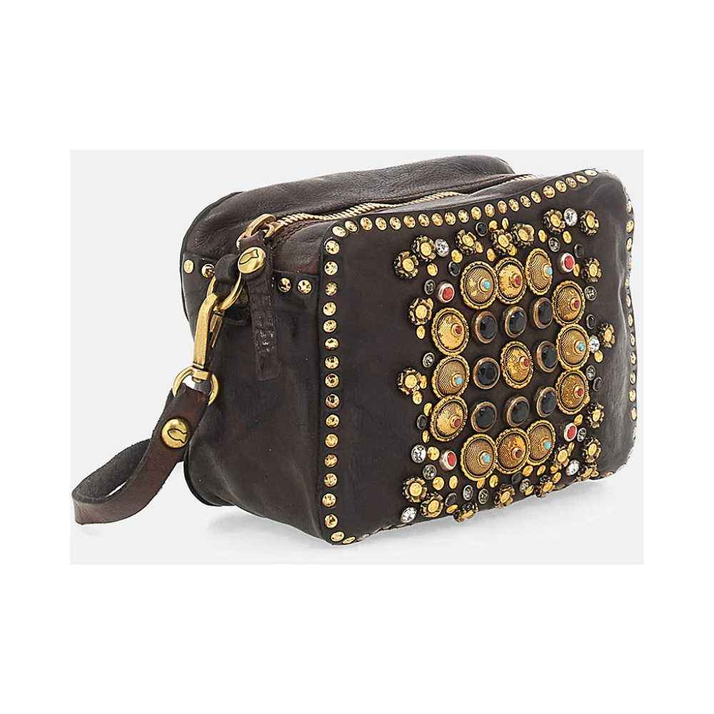 Campomaggi Zwarte leren aktetas met gekleurde studs Black Dames