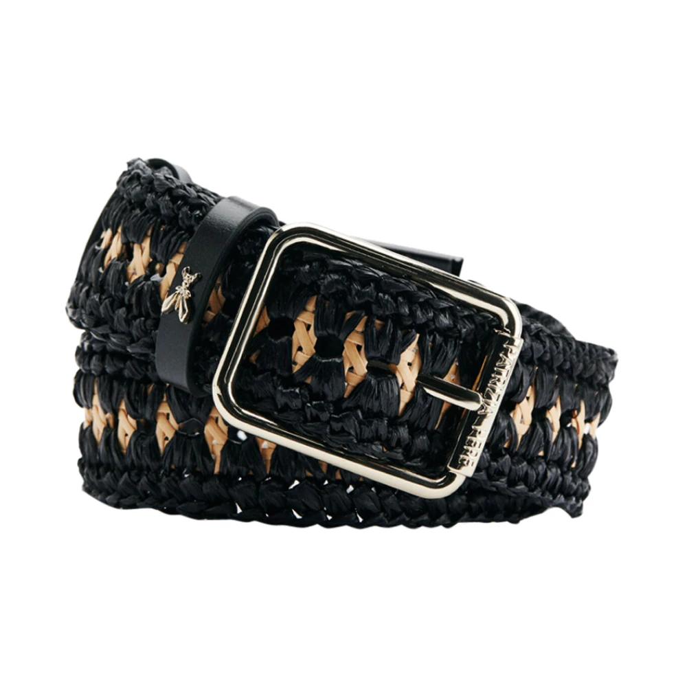 Patrizia Pepe Women's Black Belts, S, Woven Raffia Belt