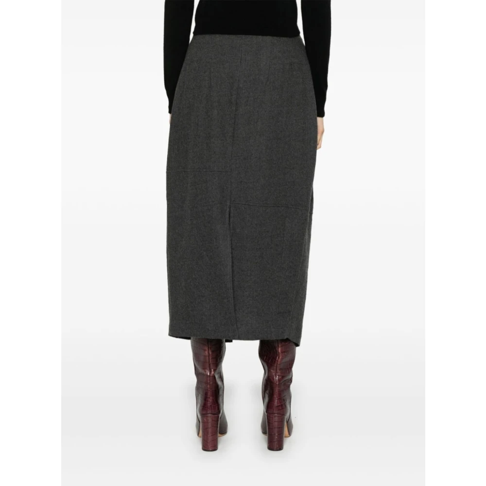 Alysi Zachte Wol Midi Rok Antraciet Grijs Gray Dames