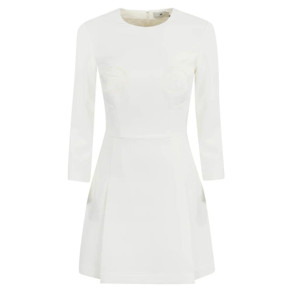 Elisabetta Franchi Korte Ivoor Crepe Jurk White Dames