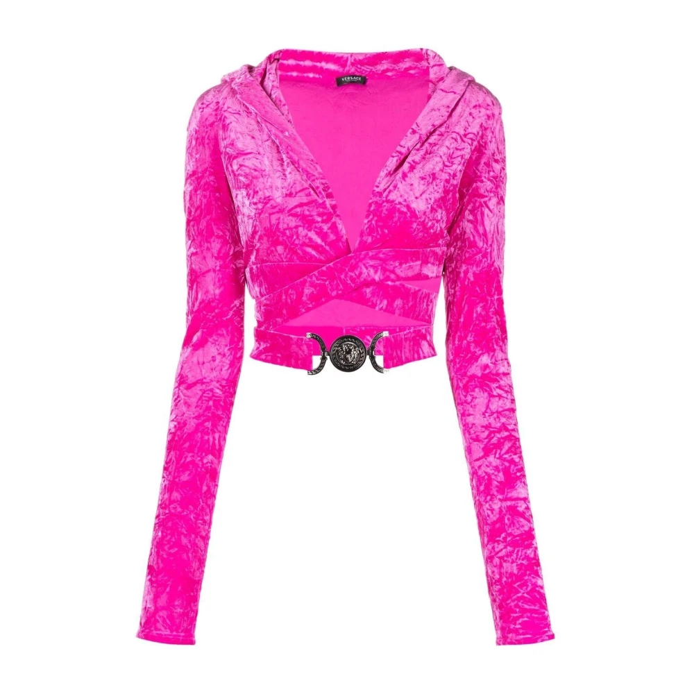 Versace Roze Velvet Crossover Sweater Pink Dames