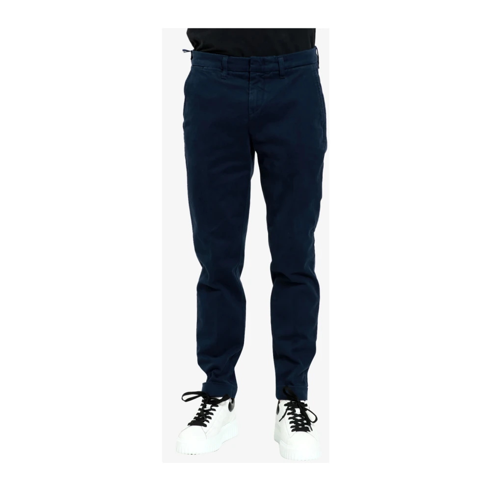 Fay Blauwe Katoenen Broek met Knoop- en Ritssluiting Blue Heren