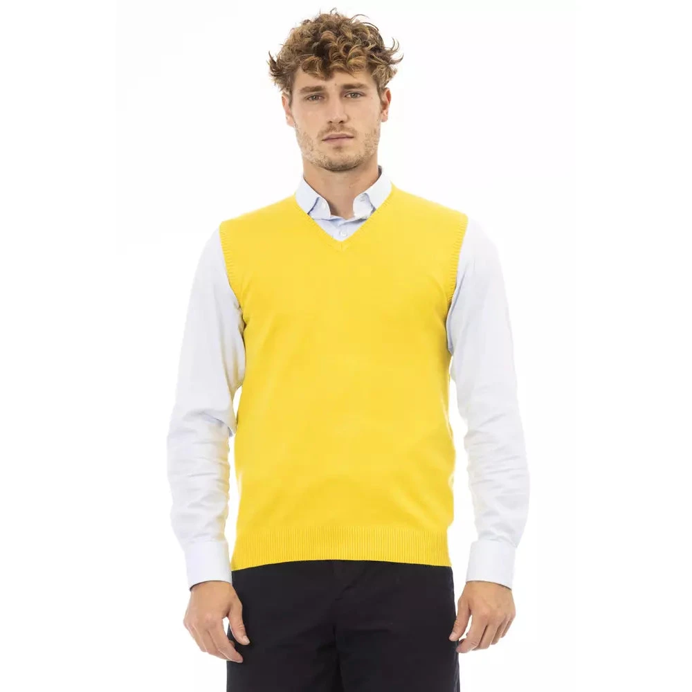 Alpha Studio Gul Viskos V-ringad Vest Yellow, Herr