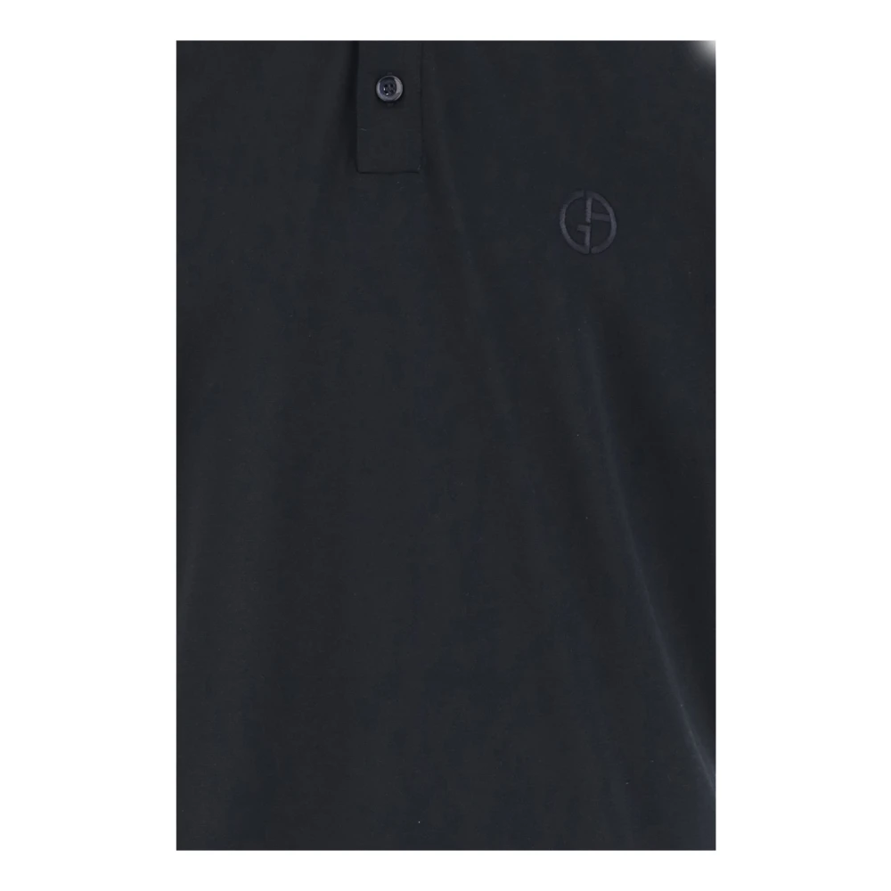 Giorgio Armani Zijde Linnen Blend Polo Shirt Logo Black Heren