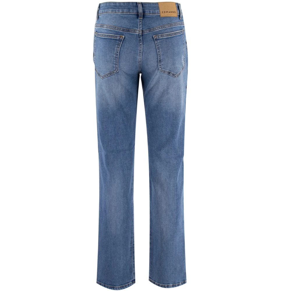 Ermanno Scervino Bloemige Skinny Jeans met Gouden Garens Blue Dames