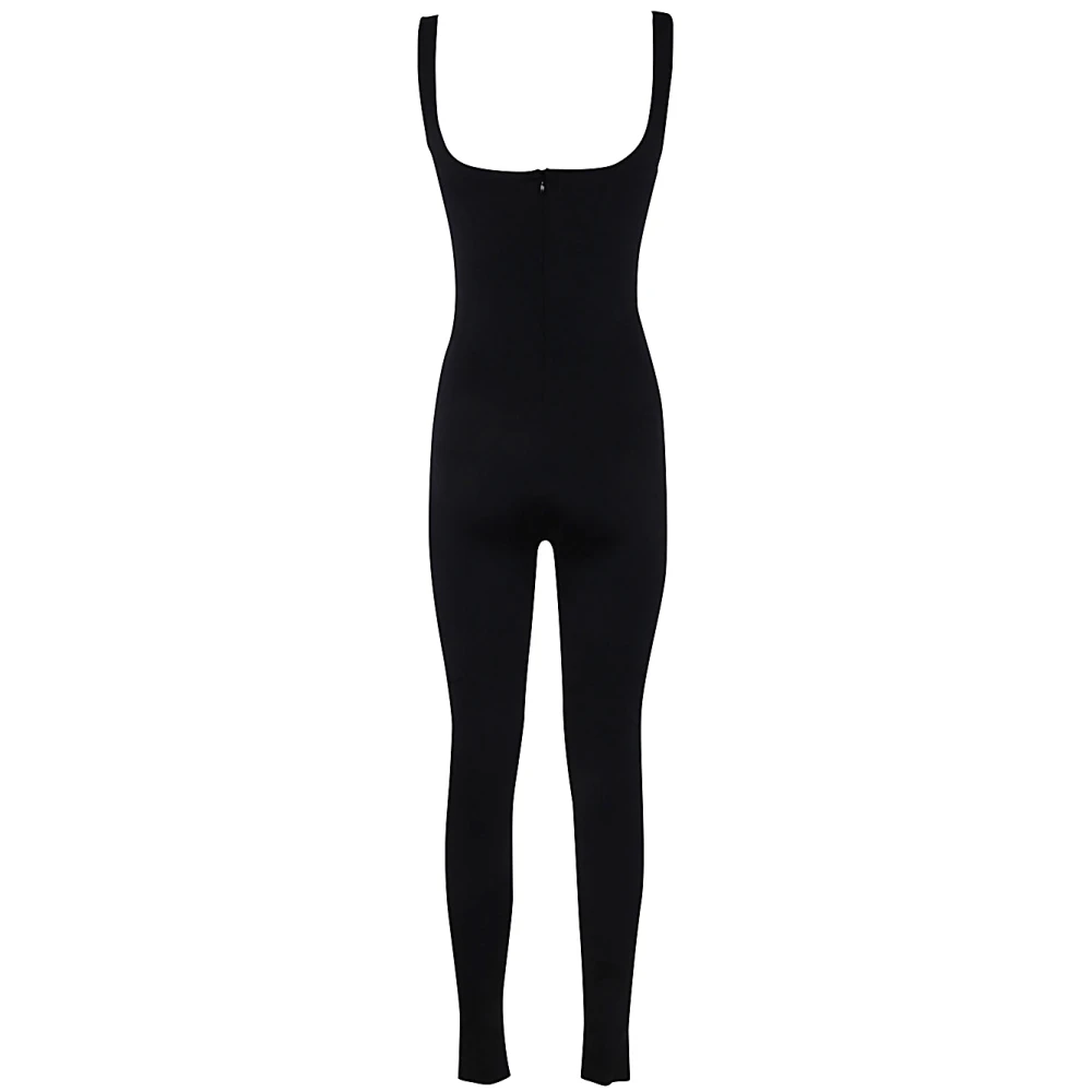 Entire Studios Square Neck Catsuit Nylon Spandex Black Dames