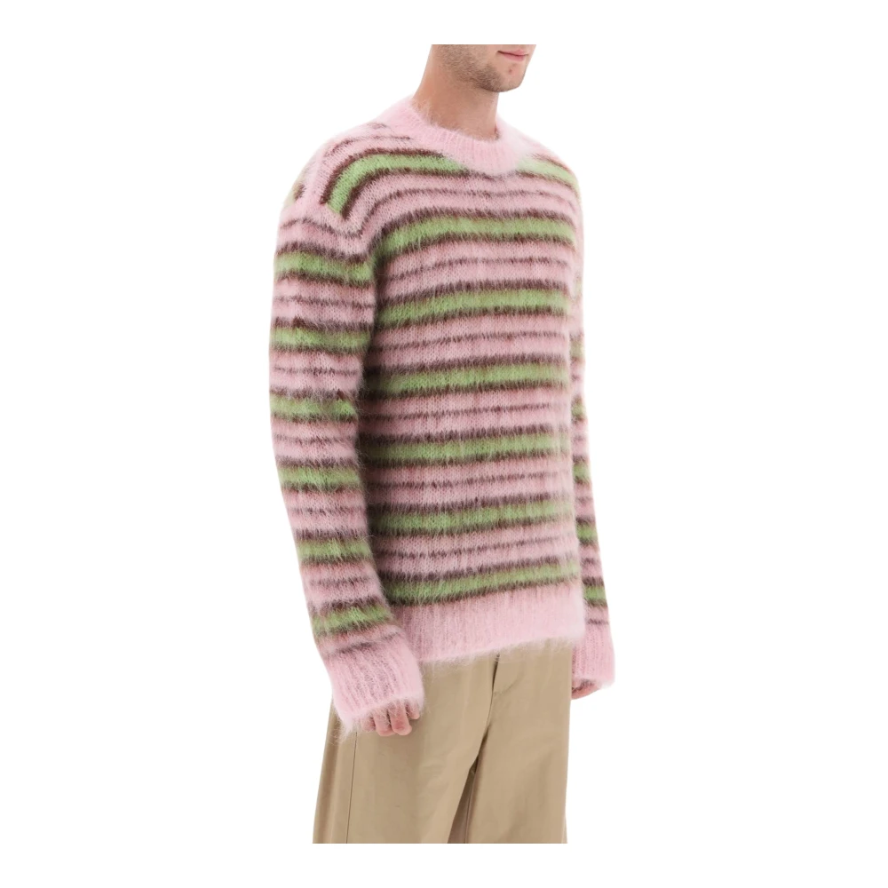 Marni Geborsteld Mohair Sweater met Gestreept Motief Multicolor Heren
