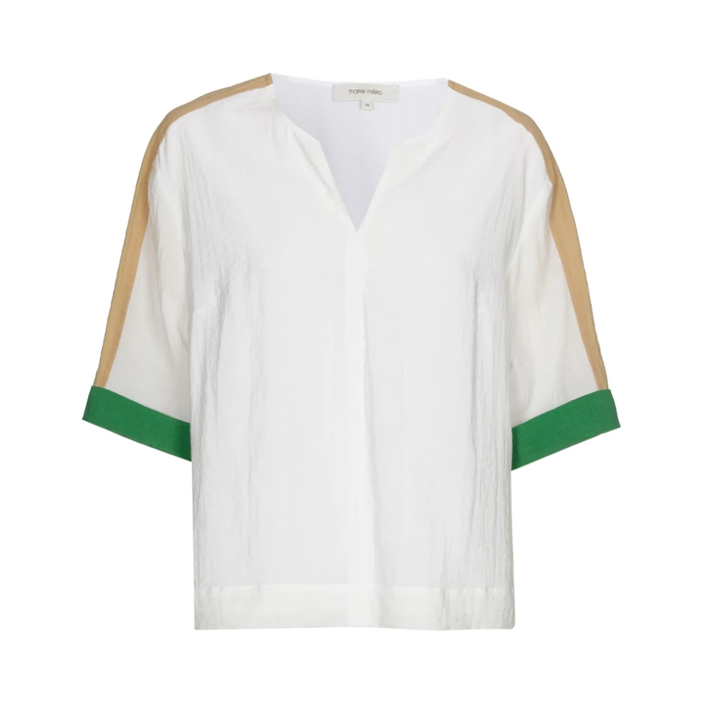 Marie Méro Kleur Blok V-hals Blouse Tuniek White Dames