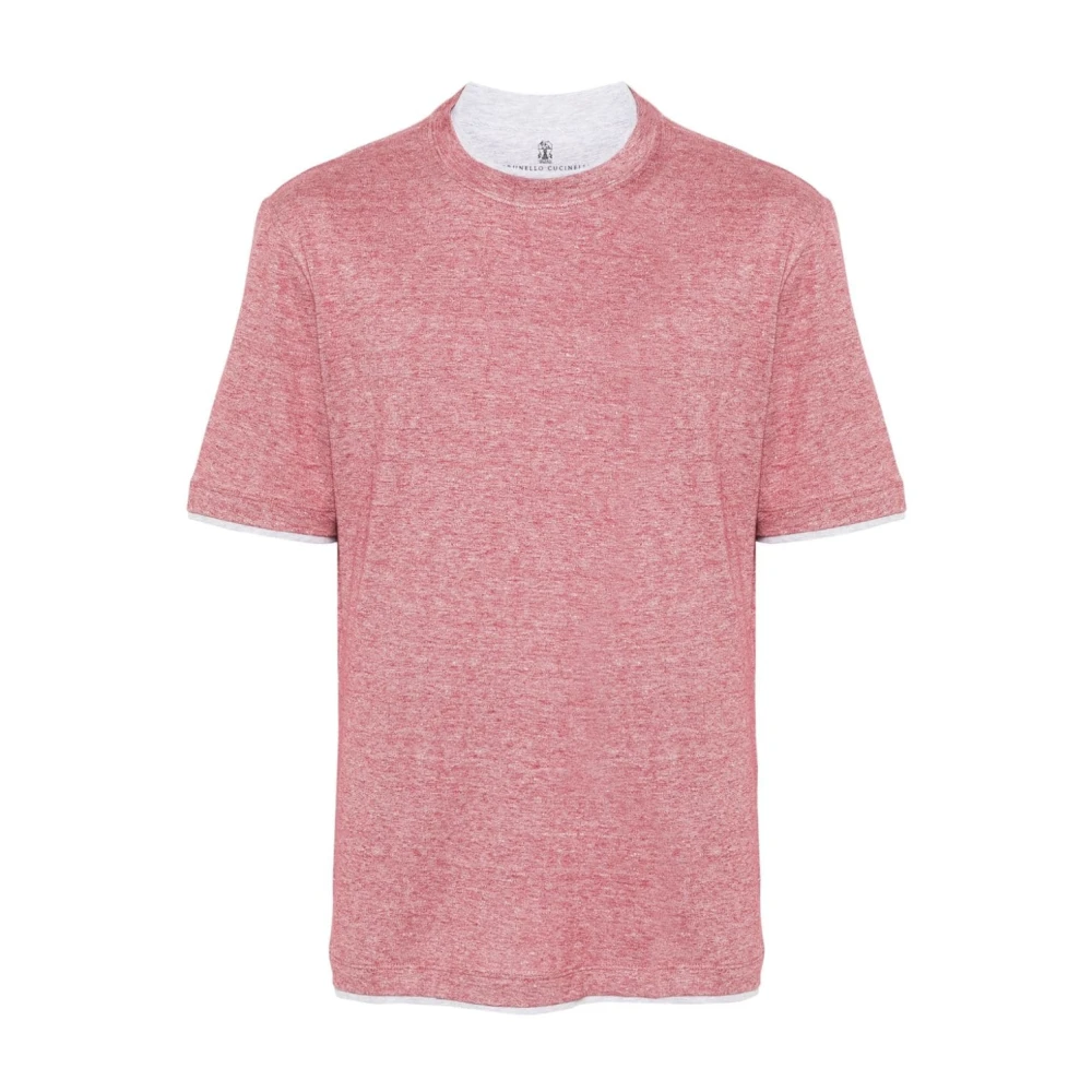 BRUNELLO CUCINELLI Linnen katoenen T-shirt gemaakt in Italië Pink Heren
