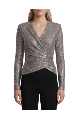Rhinestone Mesh Wrap Top