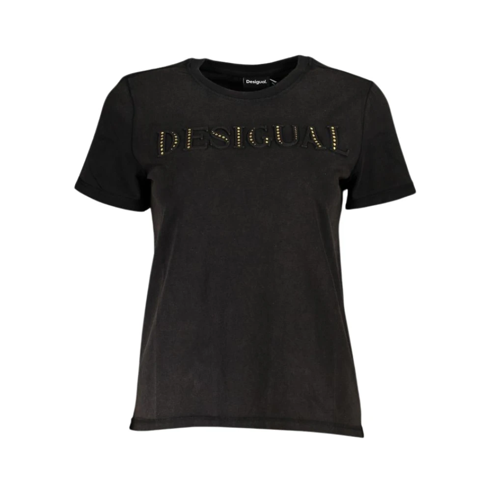 Desigual Elegant T-shirt met contrastdetails Black Dames