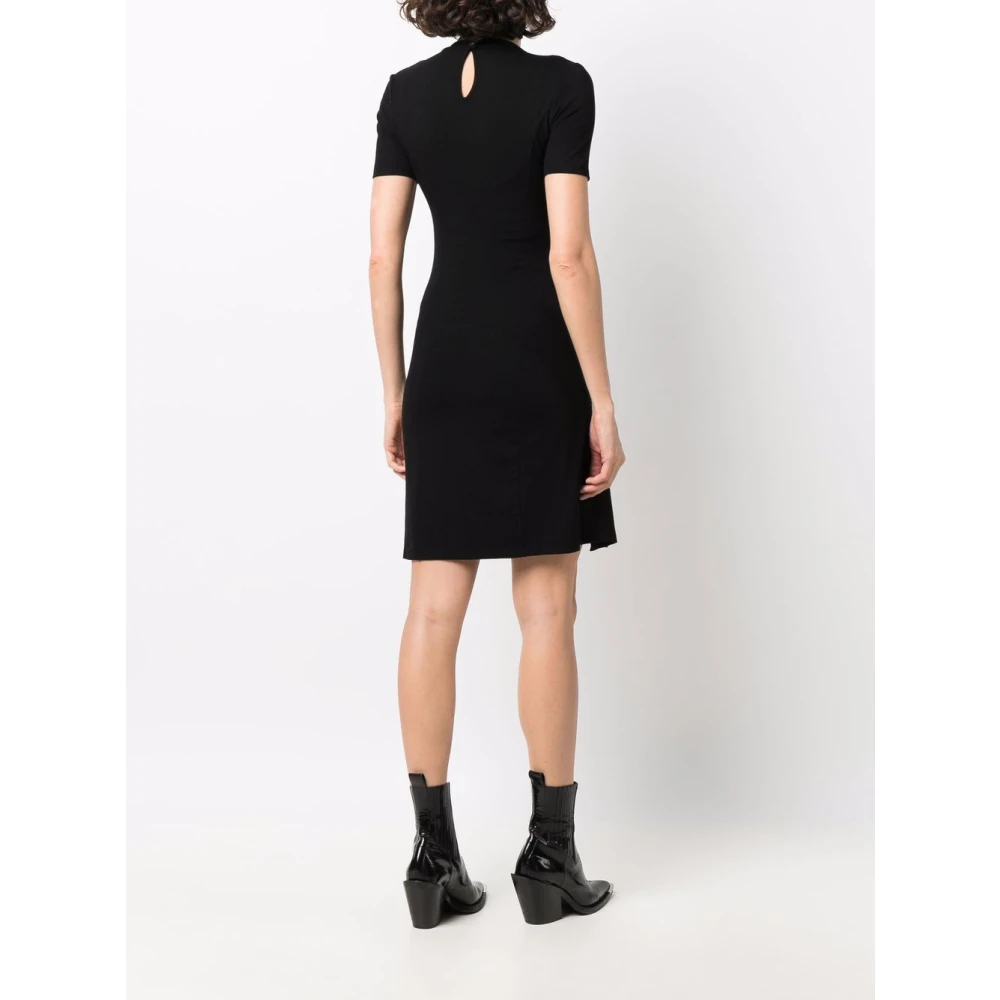 Paco Rabanne Zwarte Geplooide Mini Jurk Black Dames